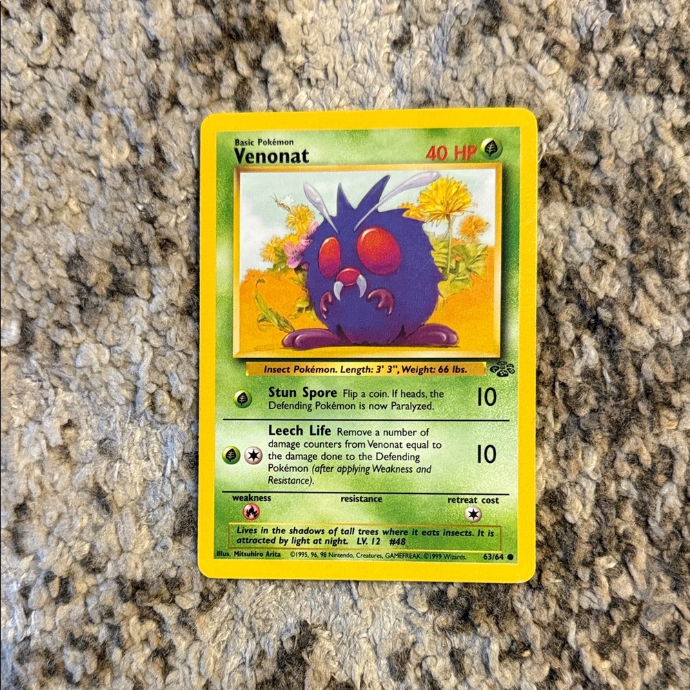Venonat Pokémon Trading Card